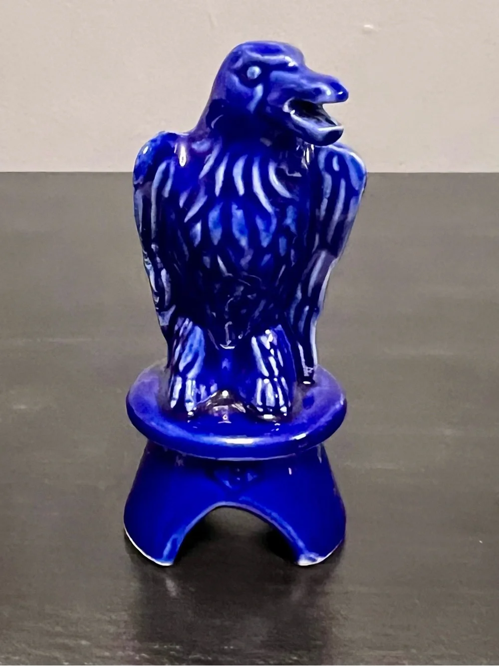 VTG Boyd Glass Cobalt Blue Eagle Pie Bird Vent 4.75” Diamond B USA Unique